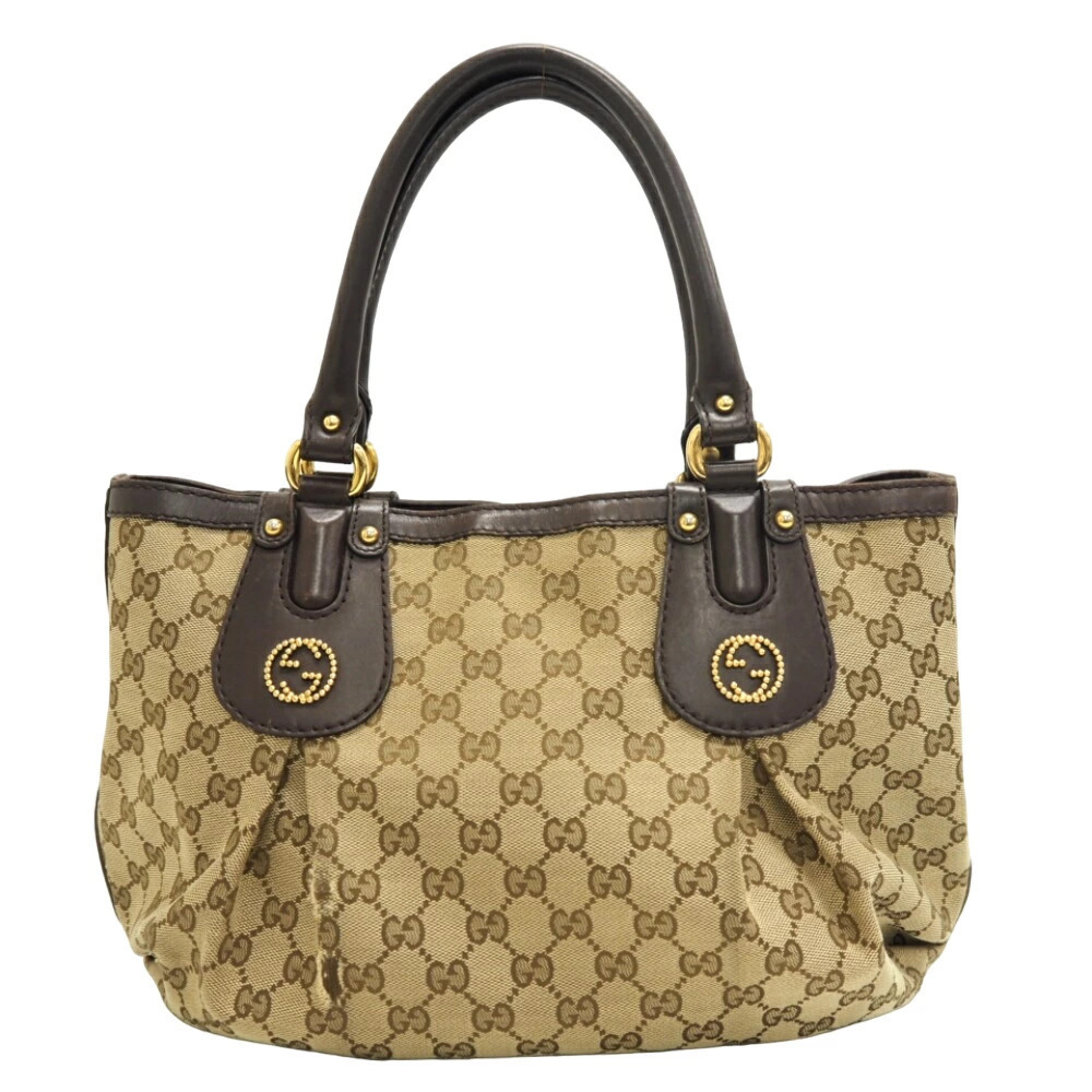 GUCCI GG Canvas Handbag Beige Bag